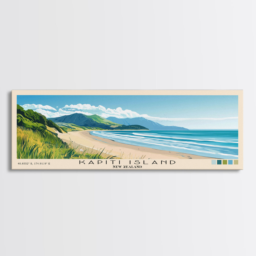 Kapiti Island, New Zealand Panoramic Print, Vacation Gift, New Zealand Wall Art, Vacation Wall Art, Vacatation Memories, Beach Decor, Beach Or Lakehouse Art