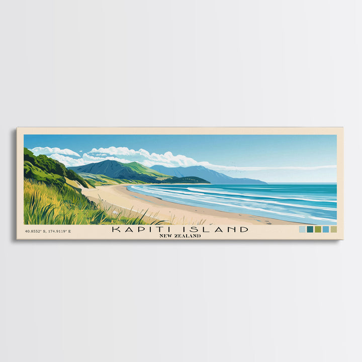 Kapiti Island, New Zealand Panoramic Print, Vacation Gift, New Zealand Wall Art, Vacation Wall Art, Vacatation Memories, Beach Decor, Beach Or Lakehouse Art