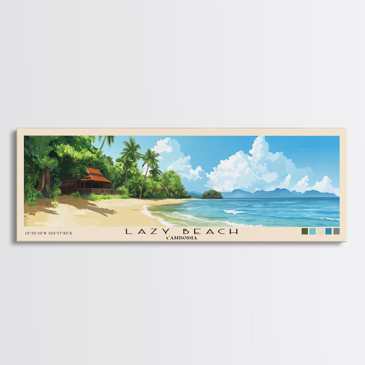 Lazy Beach, Cambodia Panoramic Print, Vacation Gift, Cambodia Wall Art, Vacation Wall Art, Vacatation Memories, Beach Decor, Beach Or Lakehouse Art