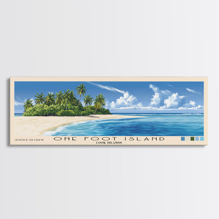 One Foot Island, Cook Islands Panoramic Beach Print, Vacation Gift, Cook Islands Wall Art, Beach Painting, Beach Decor, Beach Painting