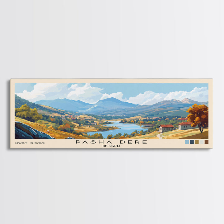 Pasha Dere, Bulgaria Panoramic Beach Print, Vacation Gift, Bulgaria Wall Art, Beach Painting, Beach Decor, Beach Painting