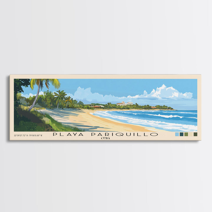 Playa Pariquillo, Cuba Panoramic Print, Vacation Gift, Cuba Wall Art, Beach Painting, Beach Decor, Beach Or Lakehouse Art