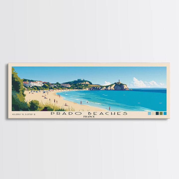 Prado Beaches, France Panoramic Print, Vacation Gift, France Wall Art, Vacation Wall Art, Vacatation Memories, Beach Decor, Beach Or Lakehouse Art