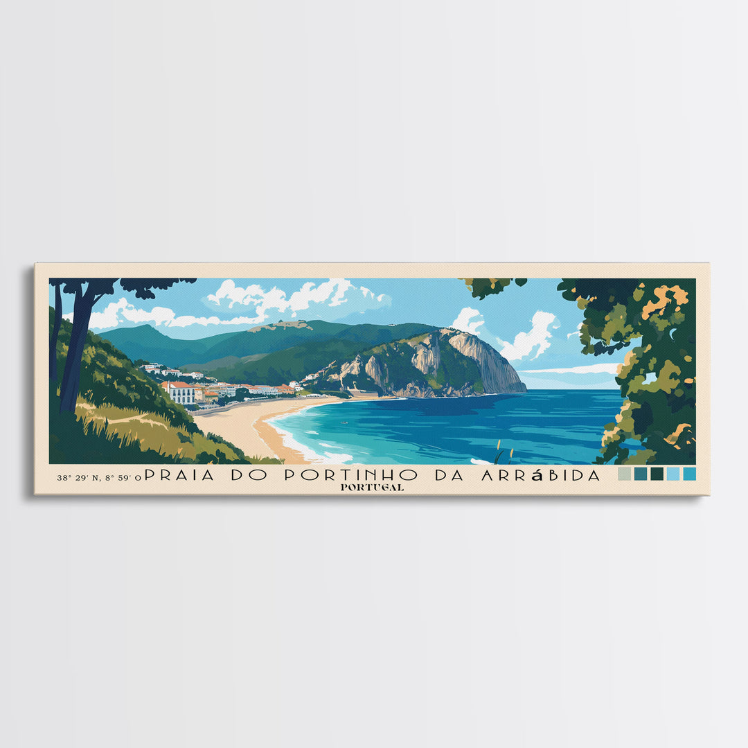 Praia do Portinho da Arrábida, Portugal Panoramic Print, Vacation Gift, Portugal Wall Art, Vacation Wall Art, Vacatation Memories, Beach Decor, Beach Or Lakehouse Art