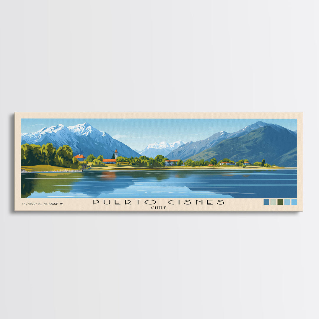 Puerto Cisnes, Chile Panoramic Print, Vacation Gift, Chile Wall Art, Vacation Wall Art, Vacatation Memories, Beach Decor, Beach Or Lakehouse Art
