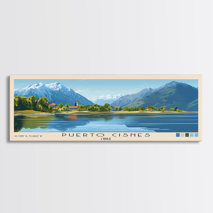 Puerto Cisnes, Chile Panoramic Print, Vacation Gift, Chile Wall Art, Vacation Wall Art, Vacatation Memories, Beach Decor, Beach Or Lakehouse Art