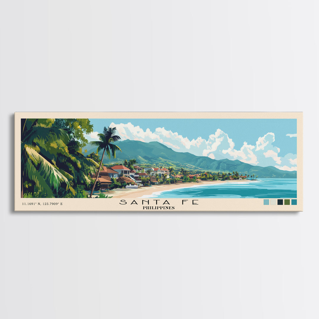 Santa Fe, Philippines Panoramic Print, Vacation Gift, Philippines Wall Art, Vacation Wall Art, Vacatation Memories, Beach Decor, Beach Or Lakehouse Art