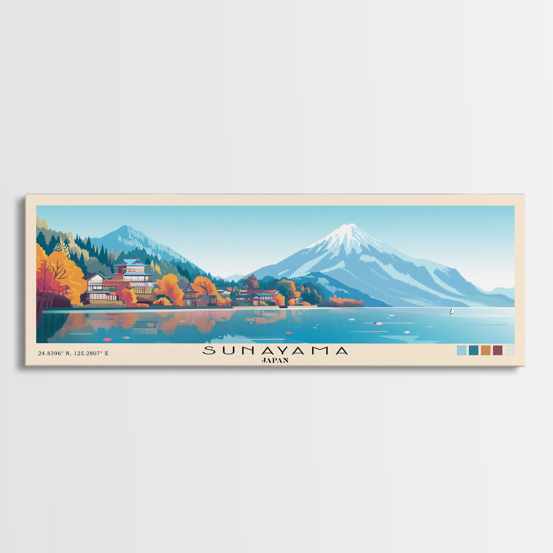 Sunayama, Japan Panoramic Beach Print, Vacation Gift, Japan Wall Art, Framed Canvas Print, Framed Beach Painting