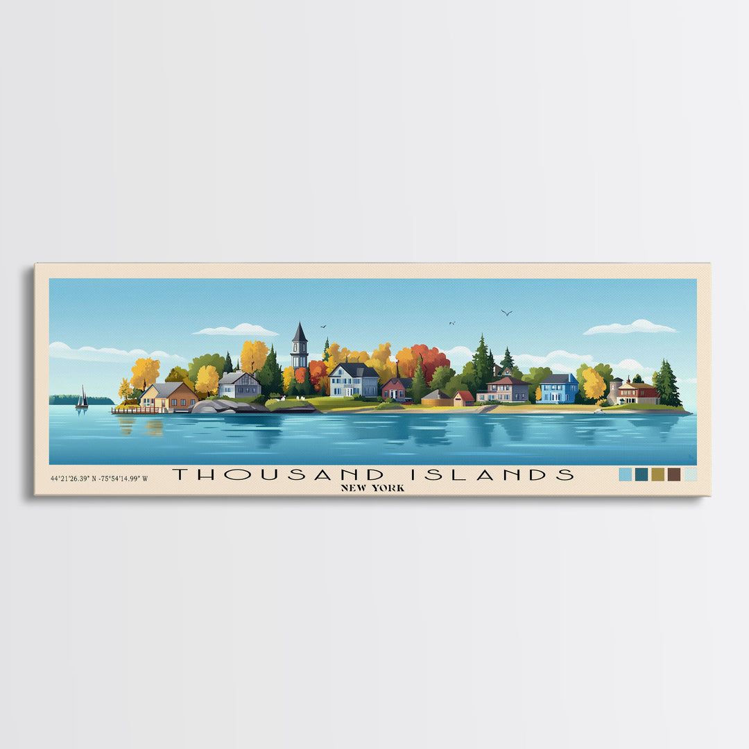 Thousand Islands, New York Panoramic Print, Vacation Gift, New York Wall Art, Vacation Wall Art, Vacatation Memories, Beach Decor, Beach Or Lakehouse Art