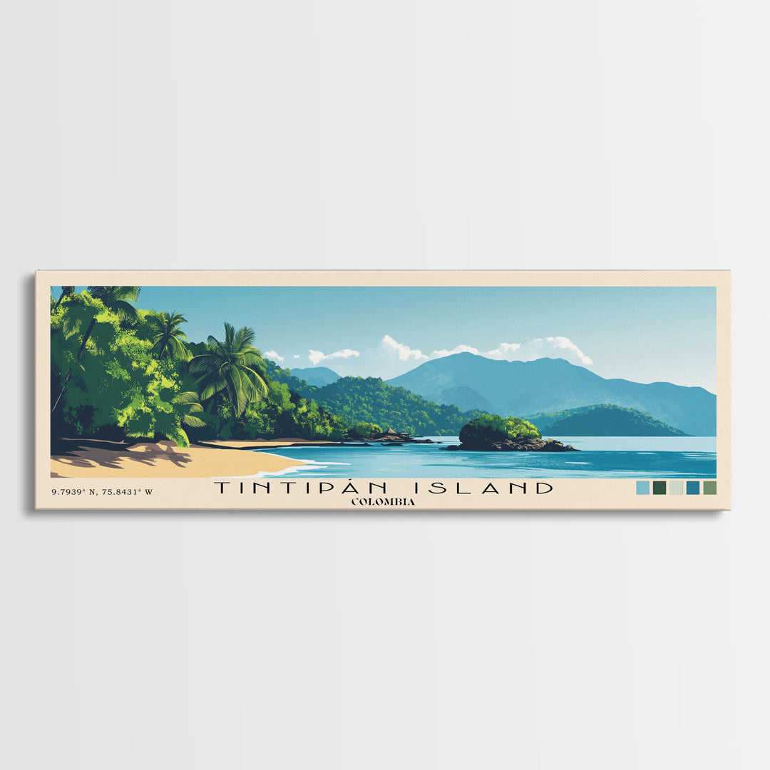 Tintipán Island, Colombia Panoramic Print, Vacation Gift, Colombia Wall Art, Vacation Wall Art, Vacatation Memories, Beach Decor, Beach Or Lakehouse Art