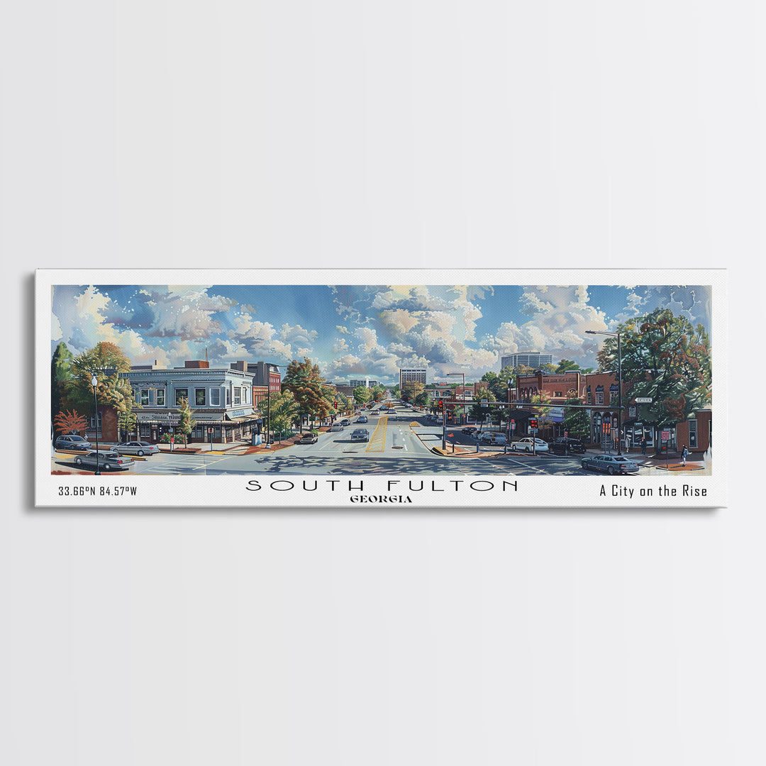 South Fulton Georgia Travel Poster, Framed Canvas Print, Wall Art, Home Decor, Office Art, Living Room Art, Travel Gift, Vintage Style