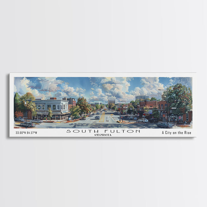 South Fulton Georgia Travel Poster, Framed Canvas Print, Wall Art, Home Decor, Office Art, Living Room Art, Travel Gift, Vintage Style