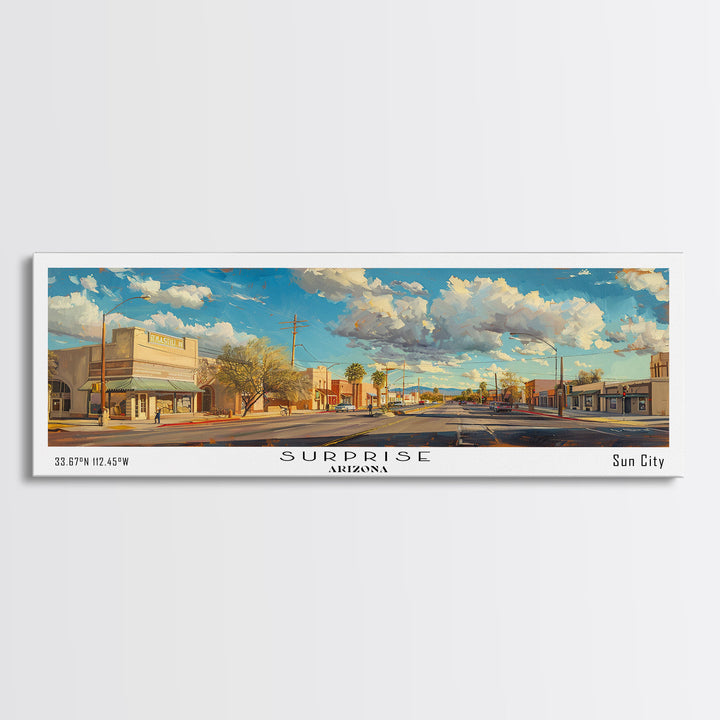Surprise Arizona Travel Poster, Framed Canvas Print, Wall Art, Home Decor, Office Art, Living Room Art, Travel Gift, Vintage Style