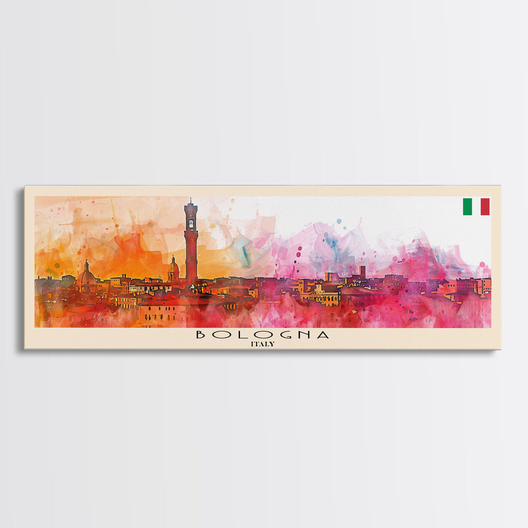 Bologna Italy Wall Art, Panoramic Travel Poster, Panoramic Framed Canvas Print, City Wall Art, Wall Hanging Home Decor, Travel Art