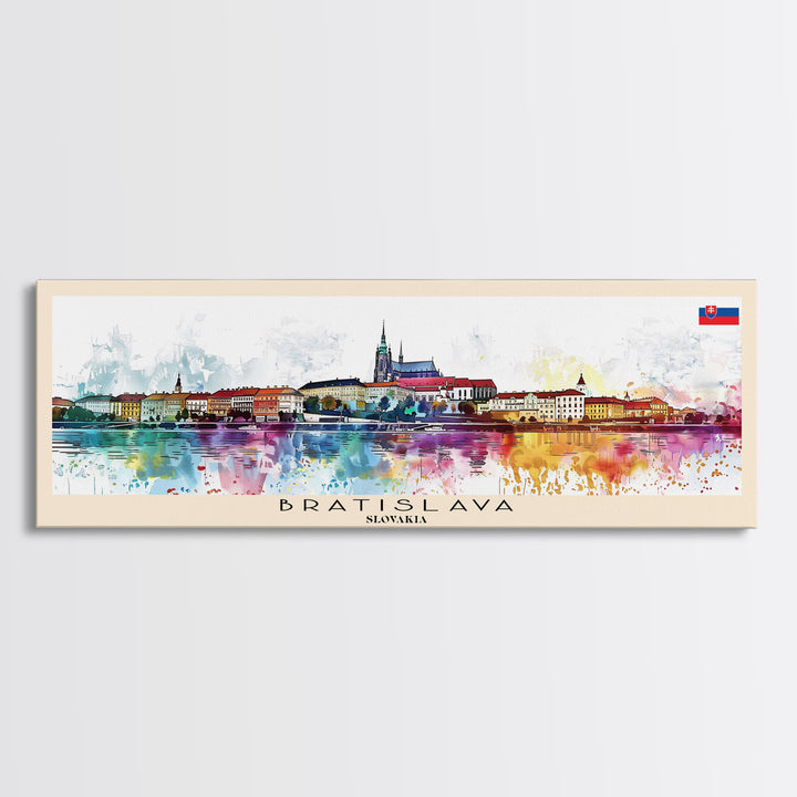 Bratislava Slovakia Wall Art, Panoramic Travel Poster, Panoramic Framed Canvas Print, City Wall Art, Wall Hanging Home Decor, Travel Art