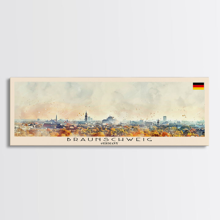 Braunschweig Germany Travel Art, City Art, Framed Canvas Print or Metal Wall Art, Europe Travel Poster, Panoramic Wall Art, Extra Wide Wall Art