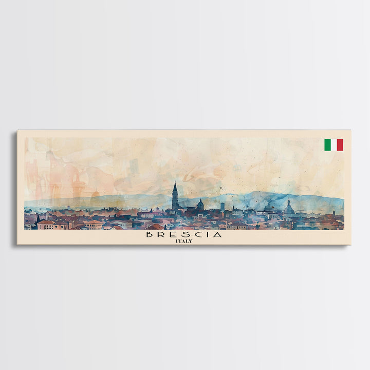 Brescia Italy Travel Print Wall Art, Panoramic City Art, Travel Art, Wall Decor, Vacation Gift, Framed Canvas Print Or Metal Art