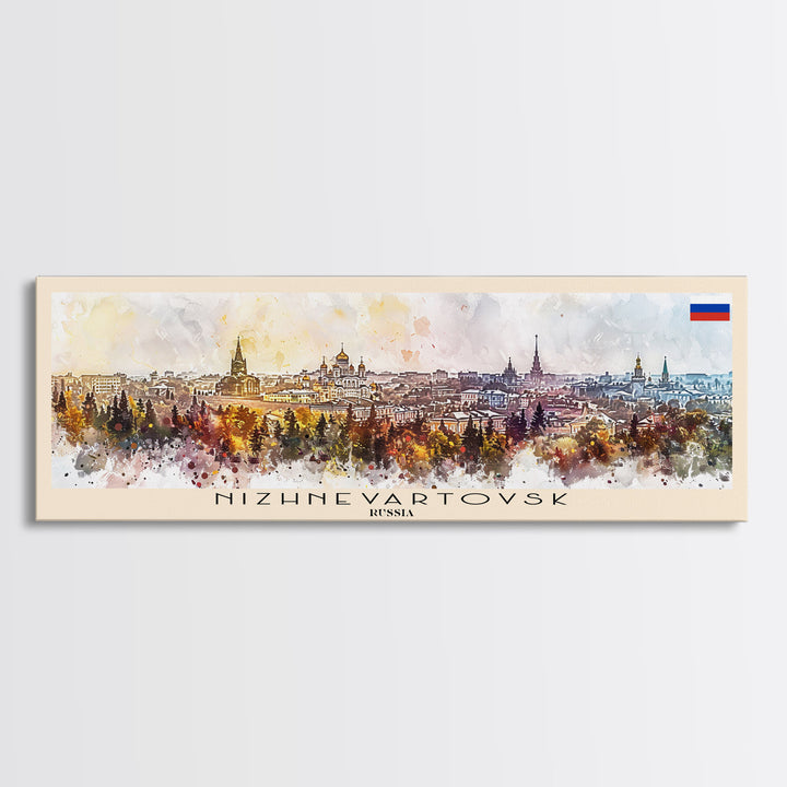 Nizhnevartovsk Russia Travel Art, City Art, Framed Canvas Print or Metal Wall Art, Europe Travel Poster, Panoramic Wall Art, Extra Wide Wall Art