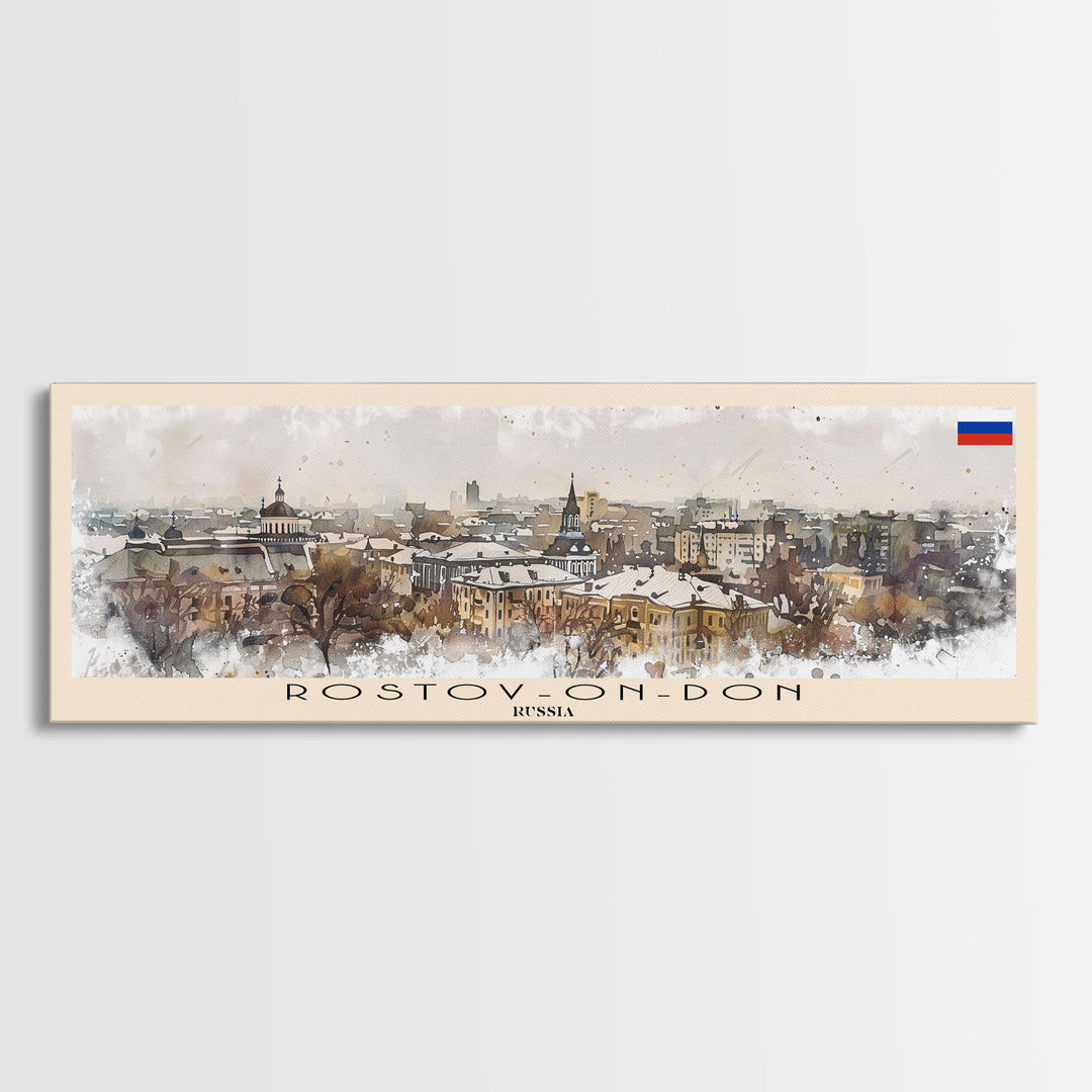Rostov on Don Russia Panoramic Travel Poster, Framed Canvas Print or Metal Wall Art, Travel Art, Home Decor, Panoramic Painting, Midcentury Art