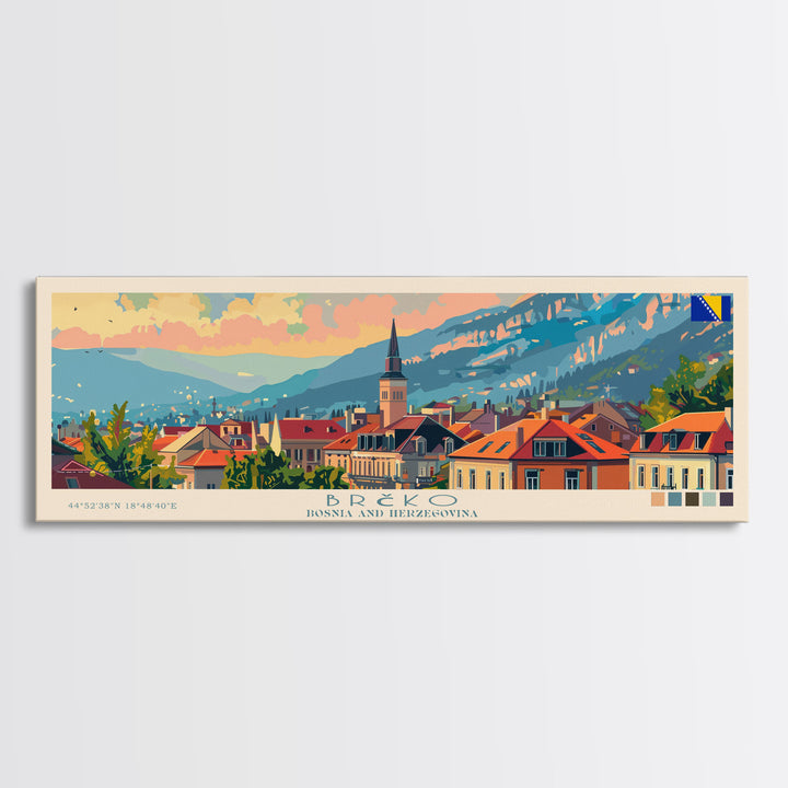 Brčko Bosnia Wall Art, Panoramic Travel Poster, Panoramic Framed Canvas Print, City Wall Art, Wall Hanging Home Decor, Travel Art