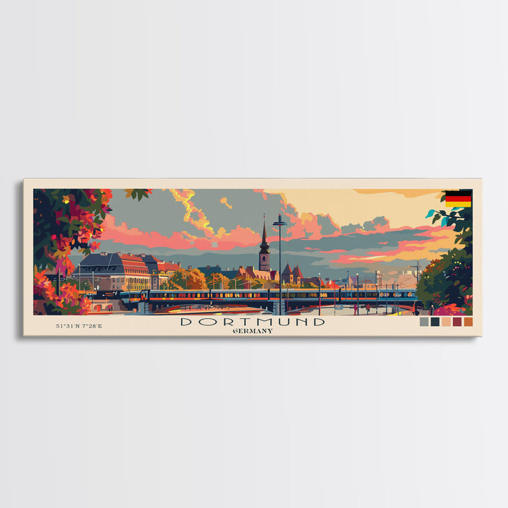 Dortmund Germany Wall Art, Panoramic Travel Poster, Panoramic Framed Canvas Print, City Wall Art, Wall Hanging Home Decor, Travel Art