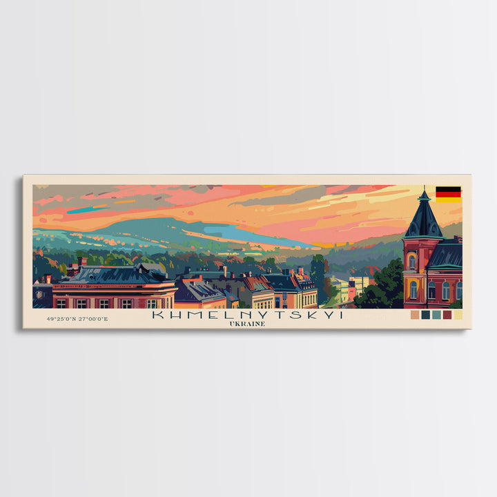 Khmelnytskyi Ukraine Travel Art, City Art, Framed Canvas Print or Metal Wall Art, Europe Travel Poster, Panoramic Wall Art, Extra Wide Wall Art