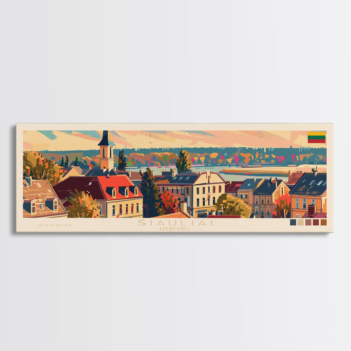 ŠIauliai Lithuania Travel Print Wall Art, Panoramic City Art, Travel Art, Wall Decor, Vacation Gift, Framed Canvas Print Or Metal Art