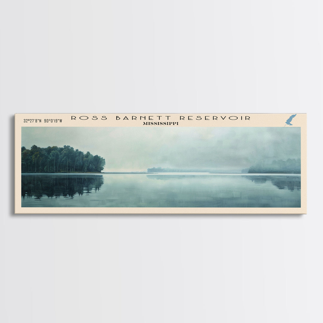 Sevier Lake Utah Panoramic Framed Canvas Print, Lake House Decor, Wall Art, Travel Poster, Tranquil Landscape, Modern Art