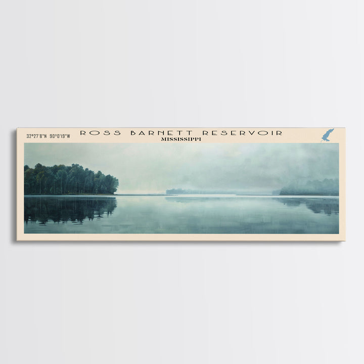 Sevier Lake Utah Panoramic Framed Canvas Print, Lake House Decor, Wall Art, Travel Poster, Tranquil Landscape, Modern Art
