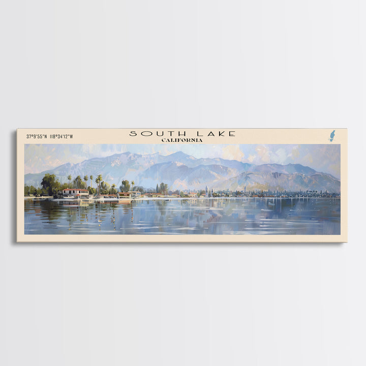 Swan Lake Montana Panoramic Wall Art, Framed Canvas Print, Lake House Decor, Travel Poster, Beautiful Landscape, Bedroom Decor