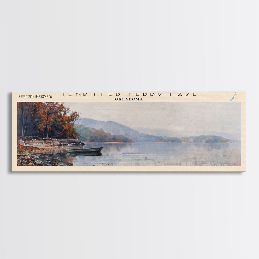 Truman Reservoir Missouri Panoramic Wall Art, Framed Canvas Print, Lake House Decor, Travel Poster, Beautiful Lake Scene, Bedroom Decor