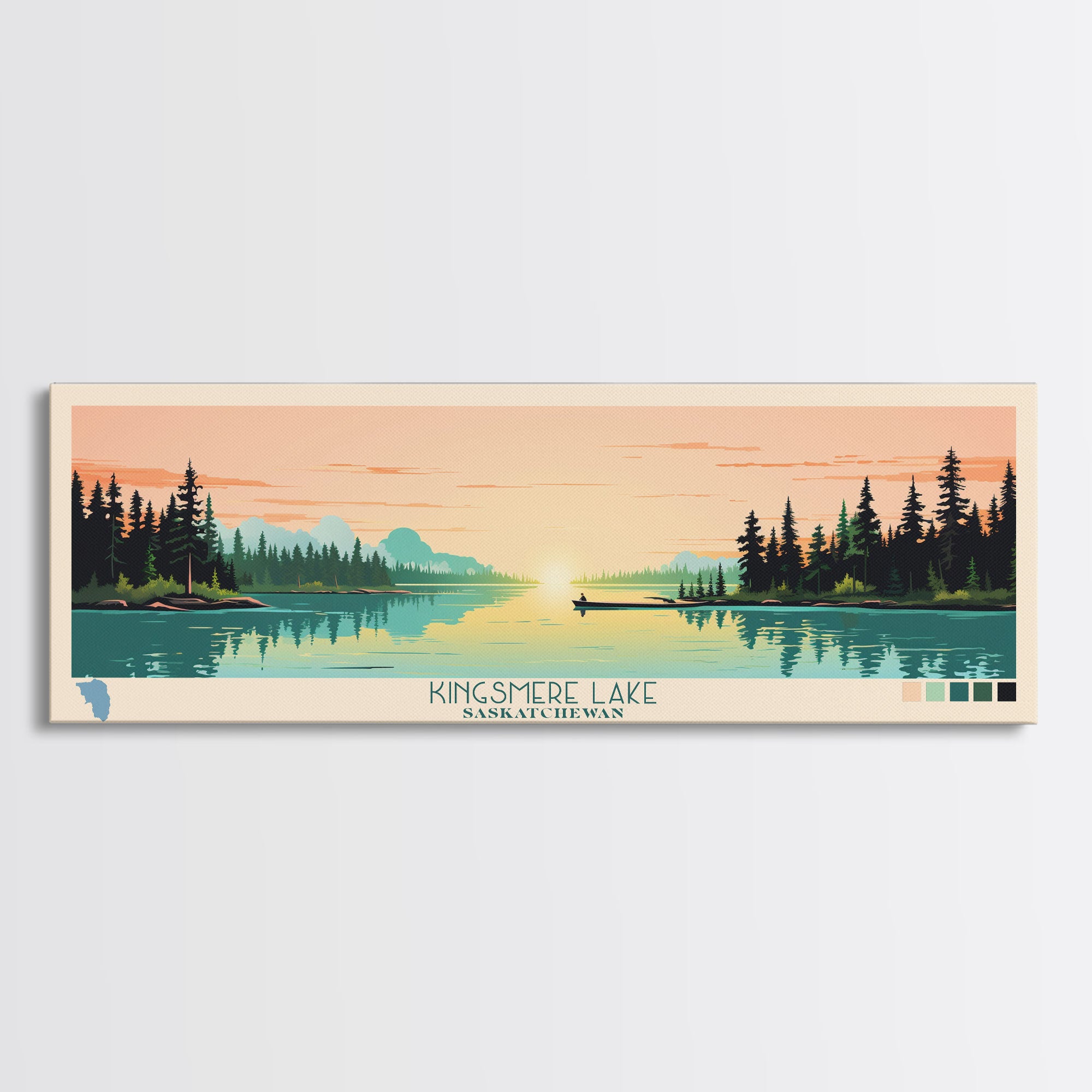 Kingsmere Lake Saskatchewan Framed Canvas Print, Panoramic Wall Art, M ...