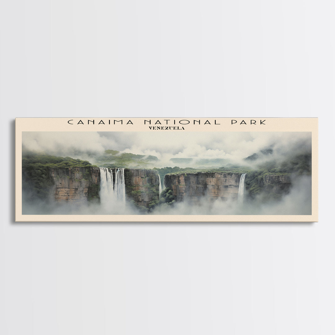 Canaima National Park Retro Style Travel Poster - Framed Canvas Print - COUNTRY Travel Decor | Vintage Style Home Decor - Travel Print - Wall Art