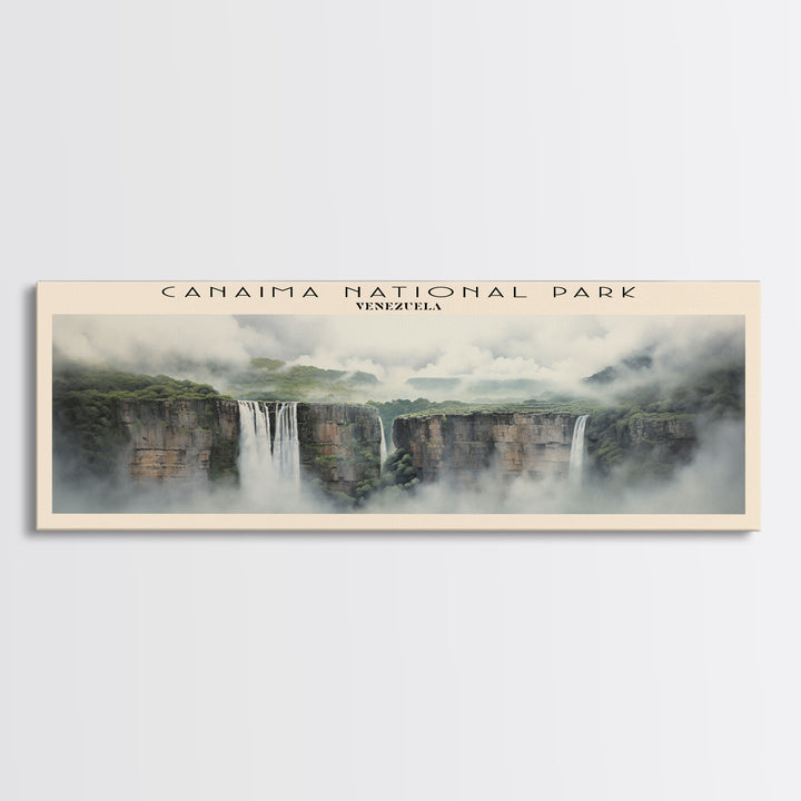 Canaima National Park Retro Style Travel Poster - Framed Canvas Print - COUNTRY Travel Decor | Vintage Style Home Decor - Travel Print - Wall Art