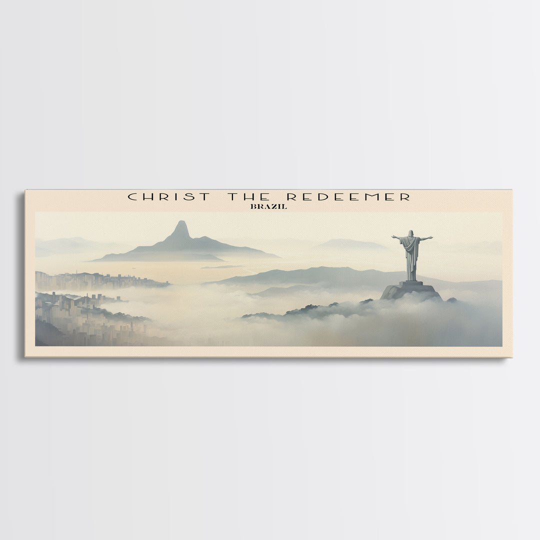 Christ the Redeemer Travel Art Framed Canvas Print, COUNTRY Wall Decor, Home Decor, Travel Poster, Vintage Wall Art, Watercolor Painting