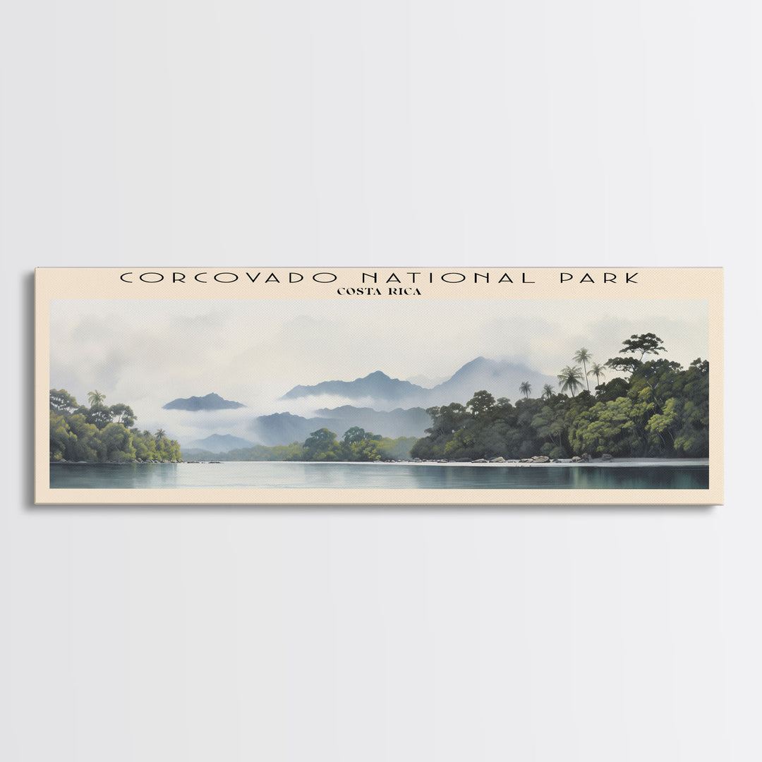 Corcovado National Park Travel Art Framed Canvas Print, COUNTRY Wall Decor, Home Decor, Travel Poster, Vintage Wall Art, Watercolor Painting