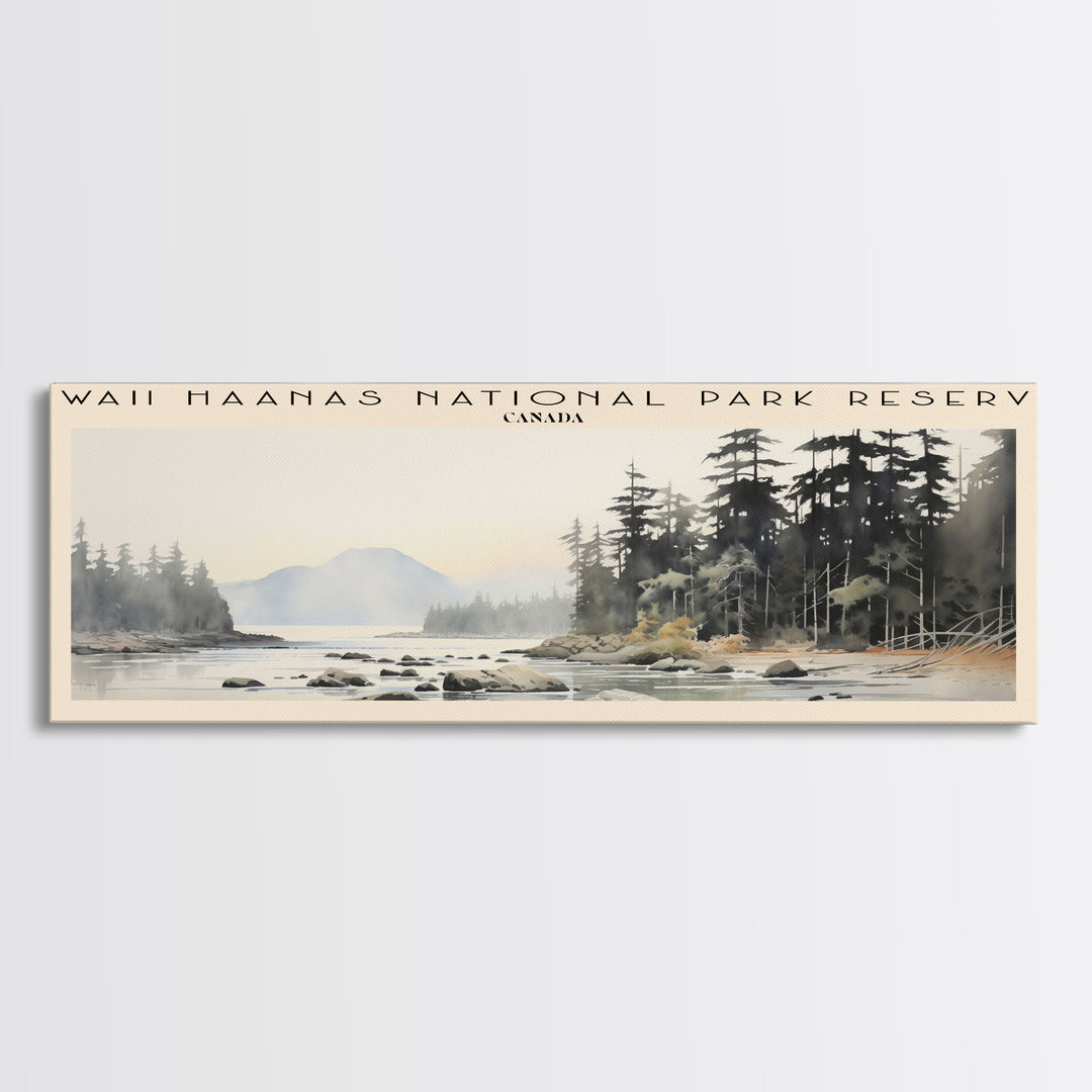 Gwaii Haanas National Park Reserve Retro Style Travel Poster - Framed Canvas Print - COUNTRY Travel Decor | Vintage Style Home Decor - Travel Print - Wall Art