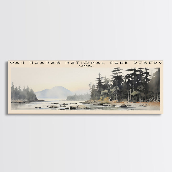 Gwaii Haanas National Park Reserve Retro Style Travel Poster - Framed Canvas Print - COUNTRY Travel Decor | Vintage Style Home Decor - Travel Print - Wall Art
