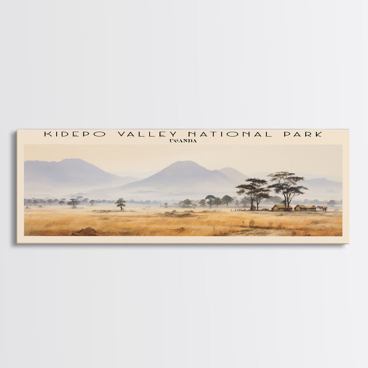 Kidepo Valley National Park Retro Style Travel Poster - Framed Canvas Print - COUNTRY Travel Decor | Vintage Style Home Decor - Travel Print - Wall Art
