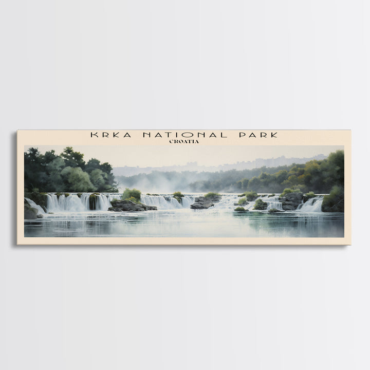 Krka National Park Retro Style Travel Poster - Framed Canvas Print - COUNTRY Travel Decor | Vintage Style Home Decor - Travel Print - Wall Art