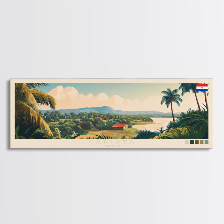 Capiata, Paraguay Panoramic Travel Poster Canvas Print, Capiata, Paraguay Painting, Paraguay Art, Capiata Travel Art, Living Room Painting