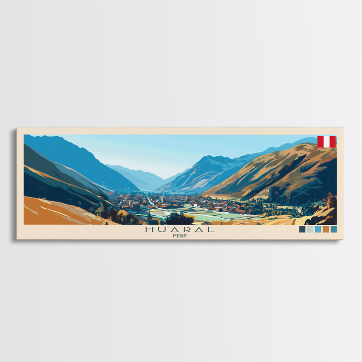 Huaral, Peru Travel Poster Panoramic Canvas Print, Huaral, Peru Painting, Peru Art, Huaral Travel Art, Guest Room Painting