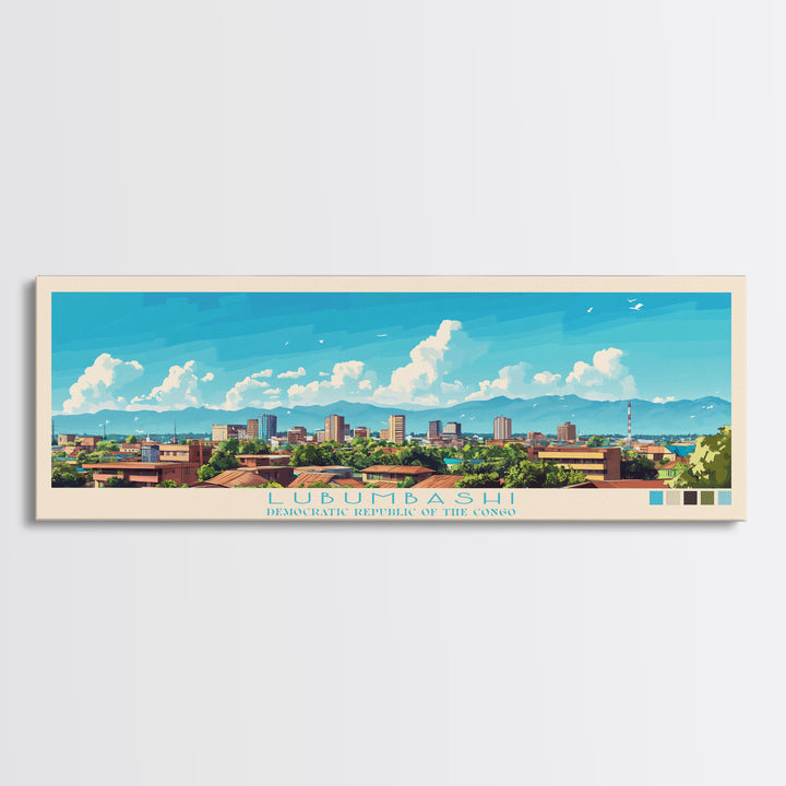 Lubumbashi, Congo Panoramic Travel Poster Canvas Print, Lubumbashi, Congo Painting, Congo Art, Lubumbashi Travel Art, Guest Room Painting