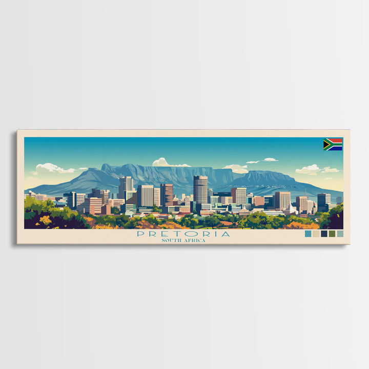 Pretoria, South Africa Panoramic Travel Poster Canvas Print, Pretoria, South Africa Painting, South Africa Art, Pretoria Travel Art, Living Room Painting