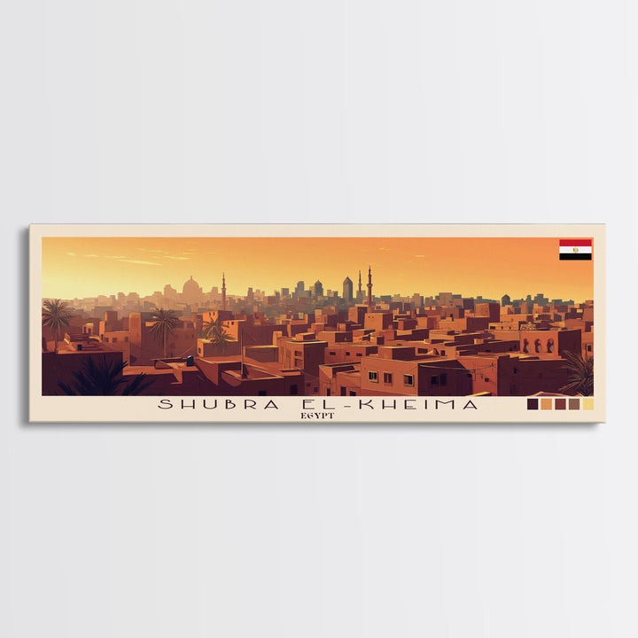 Shubra El-Kheima, Egypt Panoramic Travel Poster Canvas Print, Shubra El-Kheima, Egypt Painting, Egypt Art, Shubra El-Kheima Travel Art, Guest Room Painting