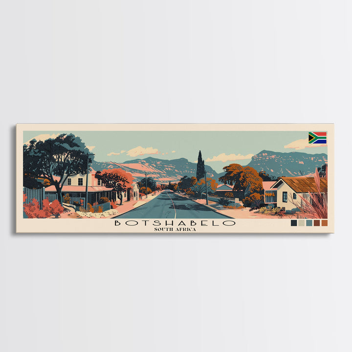 Botshabelo, South Africa Panoramic Canvas Print, Botshabelo, South Africa Painting, South Africa Art, Botshabelo Travel Poster, Travel Art, Guest Room Painting