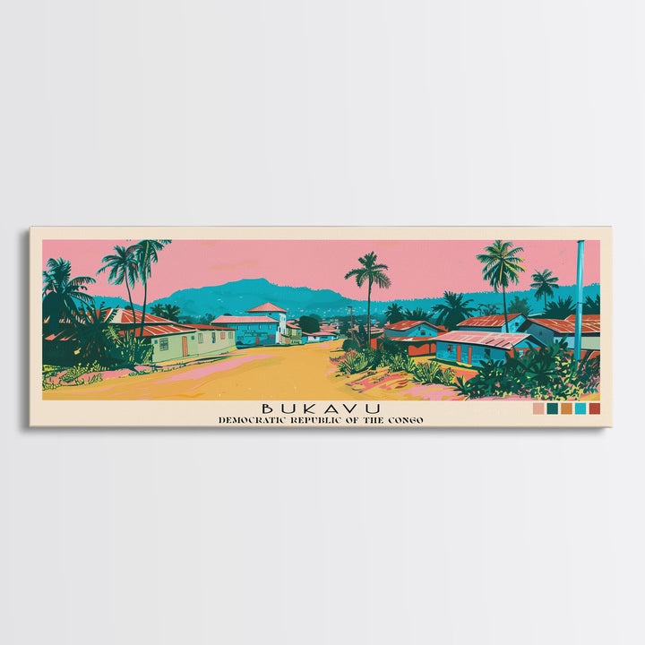 Bukavu, Congo Panoramic Canvas Print, Bukavu, Congo Painting, Congo Art, Bukavu Travel Poster, Travel Art, Living Room Painting