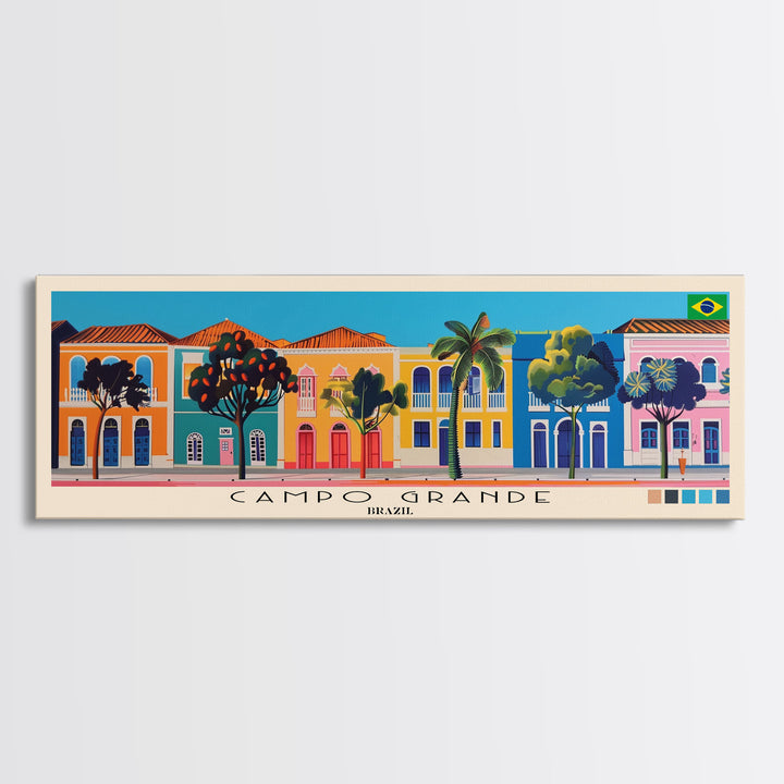 Campo Grande, Brazil Panoramic Canvas Print, Campo Grande, Brazil Painting, Brazil Art, Campo Grande Travel Poster, Travel Art, Guest Room Painting