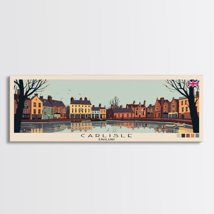 Carlisle, England Panoramic Canvas Print, Carlisle, England Painting, England Art, Carlisle Travel Poster, Travel Art, Vacation Gift