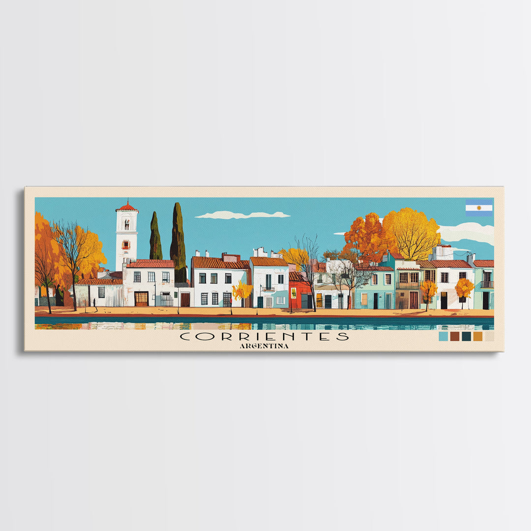 Corrientes, Argentina Panoramic Canvas Print, Corrientes, Argentina Painting, Argentina Art, Corrientes Travel Poster, Travel Art, Vacation Gift